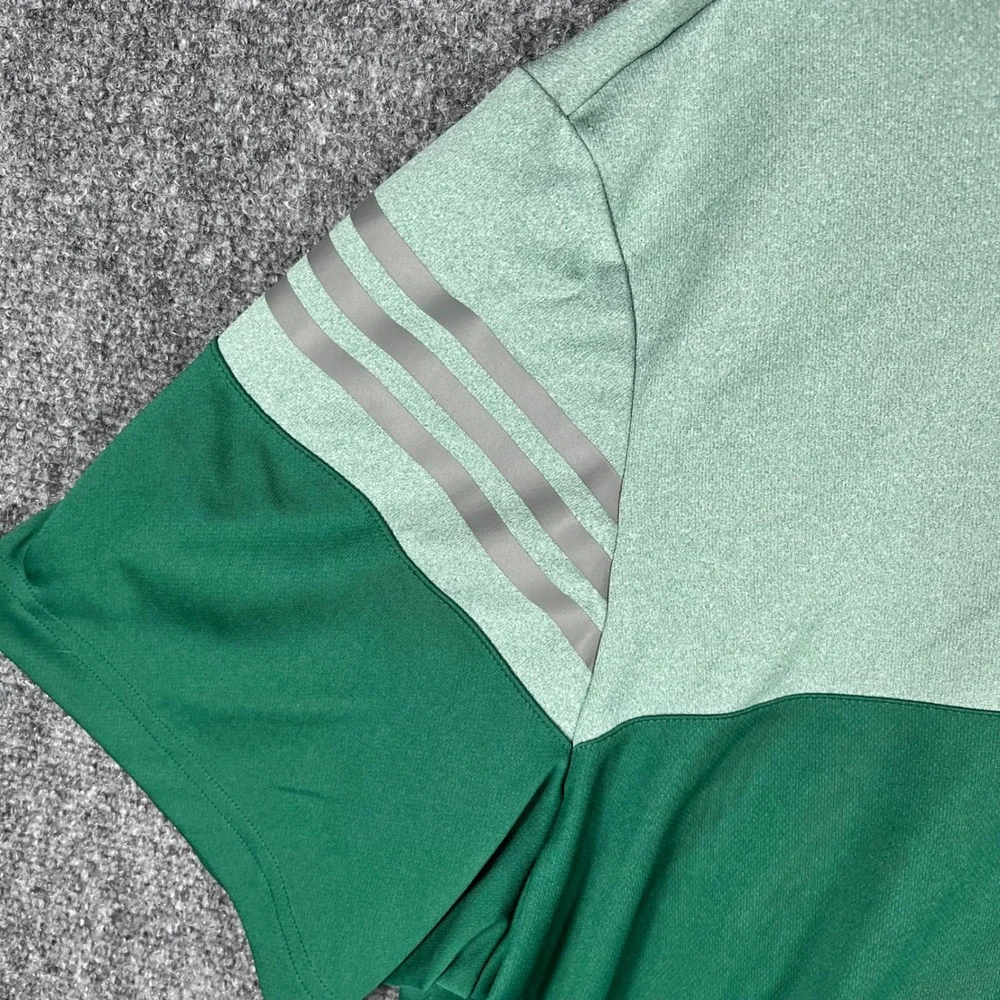 Adidas Golf Polo Shirt Mens 2XL‎ Green Colorblock Reflective 3-Stripes HA9137